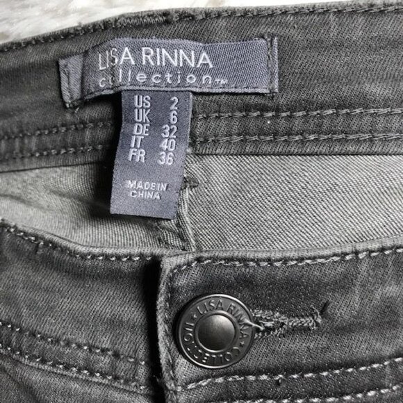 NWOT Lisa Rinna Gray Fringe Step Hem Top Seam Stretch Ankle Jean - Picture 9 of 10